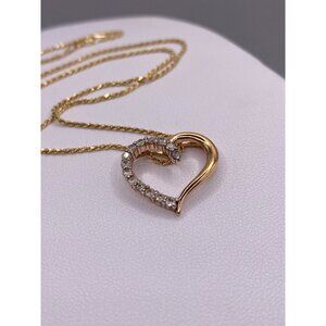 Sterling silver Diamond open heart necklace
